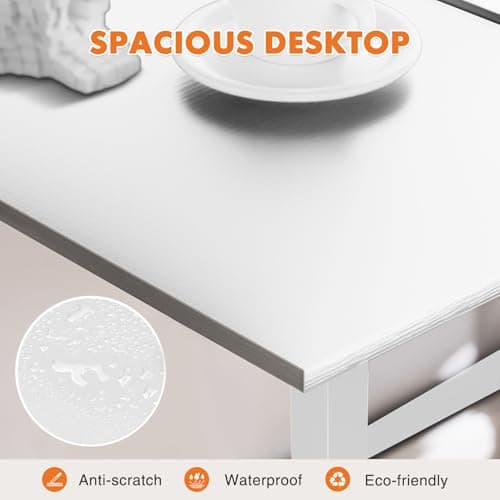 Sweetcrispy Computer Small Desk, 32 Inch Office Writing Work Study Student Home Bedroom Table with Metal Frame Wooden Tabletop No Wheels - White Wood 5