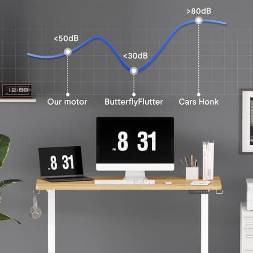 FLEXISPOT EN1 One-Piece Standing Desk 40 x 24 Inches Height Adjustable Desk Electric Sit Stand Up Desk Home Office Desks Computer Workstation (White Frame + Maple Desktop) 6