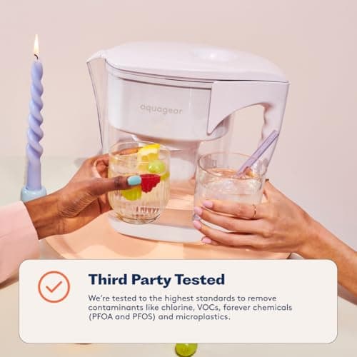 Aquagear Water Filter Pitcher – Lead, Chlorine, PFOA/PFOS, Microplastics Filter, 10 Cup, 120 Gallon Filter Life - Filter Media Made in USA 6