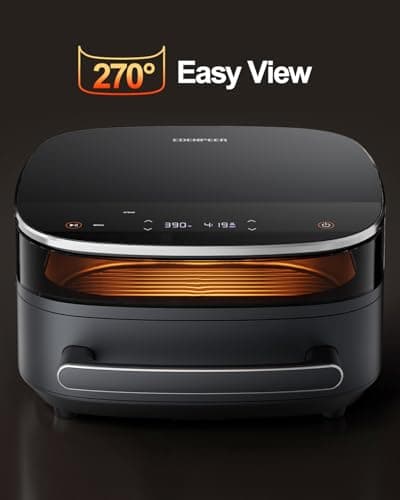 6 QT Large Air Fryer, Fits 12" Pizza, 50 dB Ultra-Low Noise, Dual Heating Technology,11-IN-1,Quiet Smart Air Fryer with Window and Light, Digital Wide Fryer, Dishwasher Safe, Extra Large Family Size 7