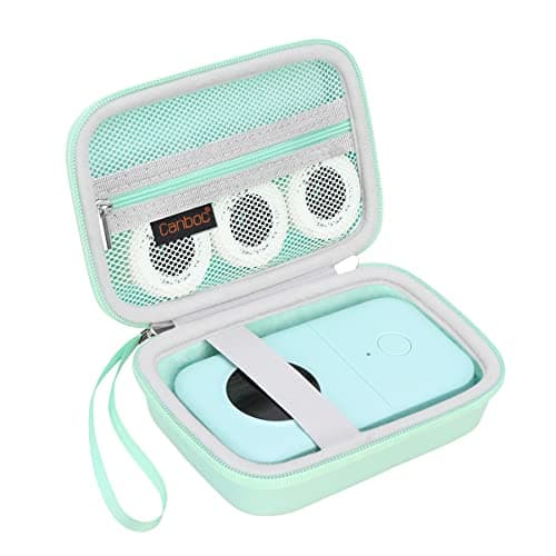 Canboc Hard Case for Phomemo D30 D35/Memoking D30/NIIMBOT D11 Label Maker, Portable Thermal Bluetooth Mini Label Printer Storage Bag, Mesh Bag fit Label Paper Tape Cable, Mint Green