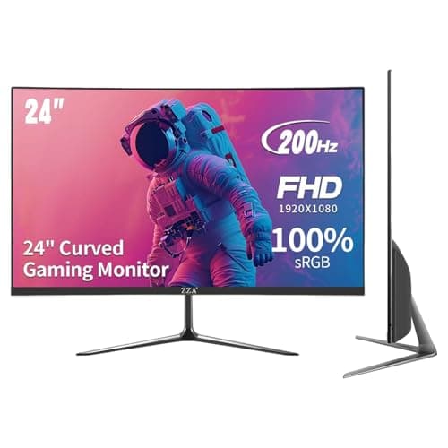 ZZA 24 Inch Monitor 200 HZ 1080p 2800R,Curved PC Monitor VA 120% sRGB FreeSync Frameless Full on Three Sides Blue Light Filter,HDMI DP USB Ports,Computer Monitor for Business Office and Casual Gaming