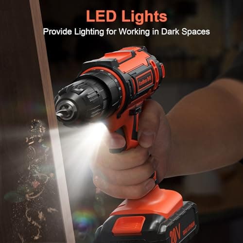 Cordless Drill Set, VIWKO 20V Power Drill with Power Pack 2.0Ah and Charger, 3/8-Inch Keyless Chuck Electric drill, 25+1 Position, 42pcs Drilldriver Bits/Screws for DIY Projects (Orange) 5