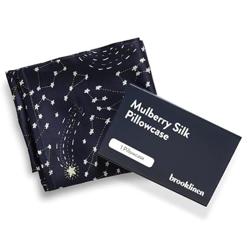 Brooklinen Mulberry Silk Pillowcase – 100% Pure Silk Pillow Case, Soft & Durable, Anti-Friction Comfort, Hight Quality Smooth Texture – Machine Washable & Breathable – Standard Size (Celestial)