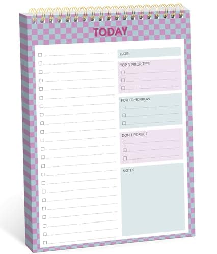 To Do List NotePad, Aesthetic To Do List Notebook for Work With 52 Sheet For Daily Tasks and Goal Setting, Undated Daily Planner Perfect for Office, Home and School Supplies - Lavender Checkered