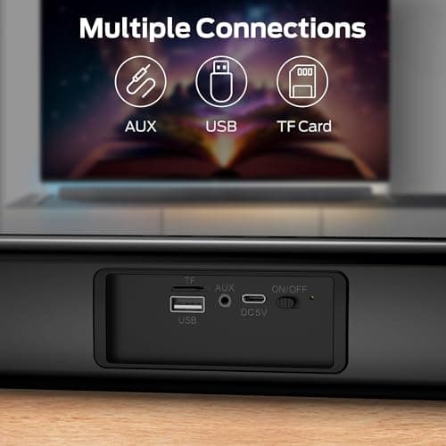 Monster S220 Bluetooth Soundbar for TV, Bluetooth 5.4 Sound Bar, 2.0CH with Dual Bass Diaphragm, All-in-one Home Theater Speakers, Compact, AUX/USB/TF Card Connection for TV/PC/Gaming/Projectors 5