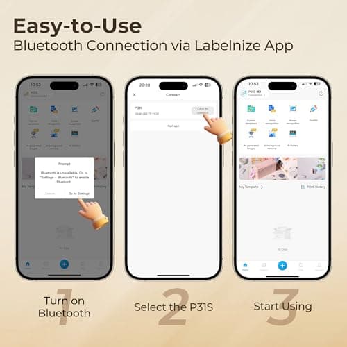 POLONO Label Maker Machine with Tape, P31S Bluetooth Label Printer, Mini Label Maker with Multiple Templates for School Office Home Organization, Wireless Portable Thermal Printer for Storage, White 5