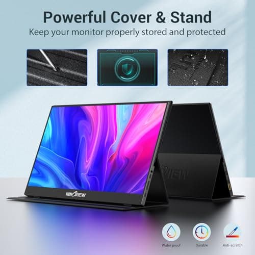 InnoView Portable Monitor, 15.6 Inch FHD 1080P HDMI USB C Second External Monitor for Laptop, Desktop, MacBook, Phones, Tablet, PS5/4, Xbox, Switch, Built-in Speaker with Protective Case 5
