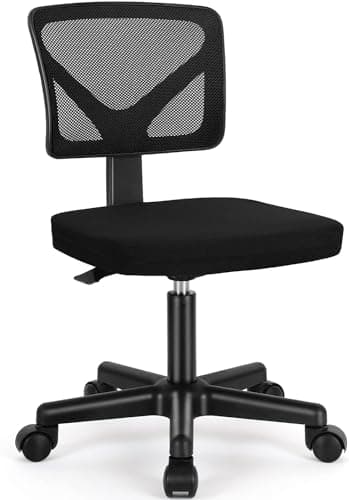 Desk Chair, Armless Desk Chair, Ergonomic Computer Desk Chair, Small Home Office Chairs Low-Back Mesh Chair, No Armrest Small Mid Back Executive Task Chair with Lumbar Support, Black