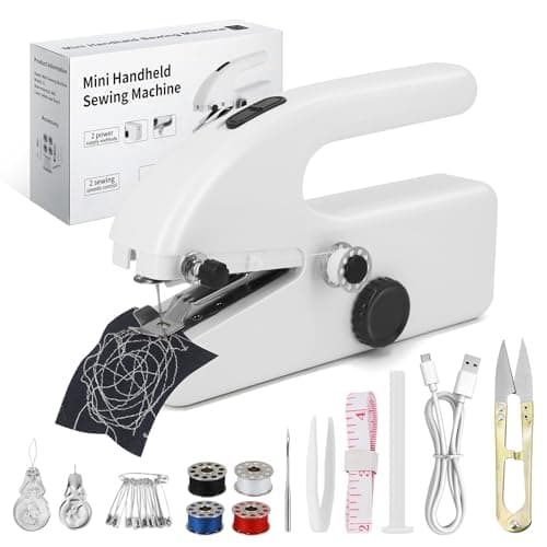 Xamanabu Handheld Sewing Machine for Beginners, Portable Mini Sewing Machine with Two Speed Modes, Easy to Operate and Fast Stitch Suitable for Clothes, Fabrics and Quick Home Repairs