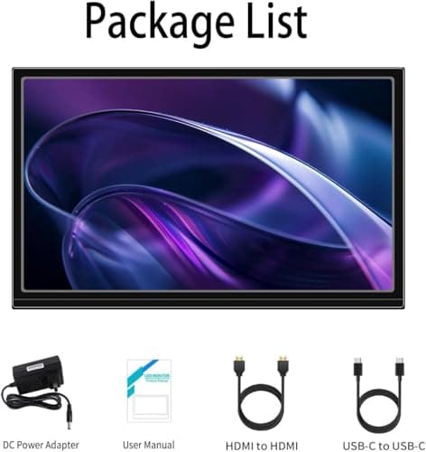 Portable Monitor 17.3-Inch Full HD 60HZ HDMI USB-C Laptop External Travel Display with Built in Speakers and Invisible Stand, Suitable for Mac Smartphones PS4/PS5 Switch Second Display 7