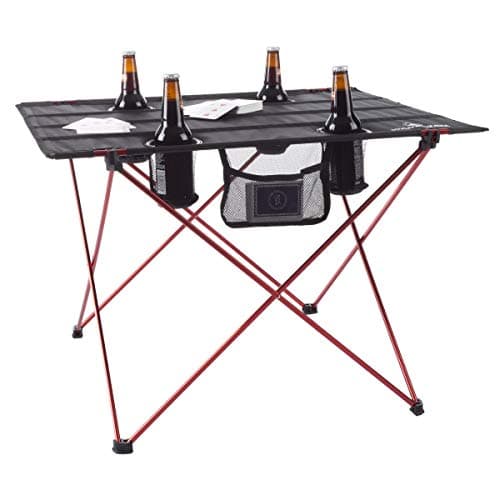 Camp Table - Outdoor Folding Table with 4 Cupholders and Carrying Bag for Camping, Beach, Picnic, Sporting Events, and More by Wakeman Outdoors
