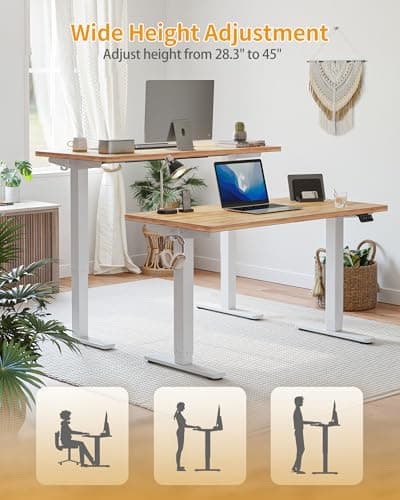CubiCubi Electric Standing Desk, 60 x 24 Inches Height Adjustable Sit Stand Desk, Ergonomic Home Office Computer Workstation, Light Rustic Brown 5