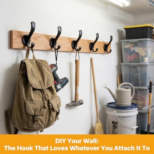 Ruiziiz Coat Hooks Heavy Duty - Wall Mount Metal Towel Hooks Screw-in Wall Hooks for Hanging Hat, Towel, Key, Robe, Scarf, Bag, Cap (6 PCS Black) 8