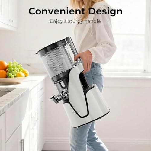 EanOruus Juicer Machines, 3-in-1 Cold Press Juicer with 6.5" Extra Large Chute, 100oz Large Capacity, AC Motor, Makes Juice, Nut Milk & Sorbet, Bright White 13