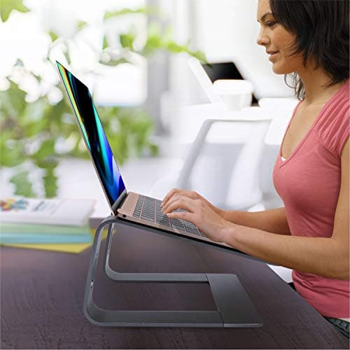 MacBook Pro/Air HP Lenovo Samsung Huawei Laptop Riser: Gray Aluminum Ergonomic Mount for 10-17.3' Laptops 7
