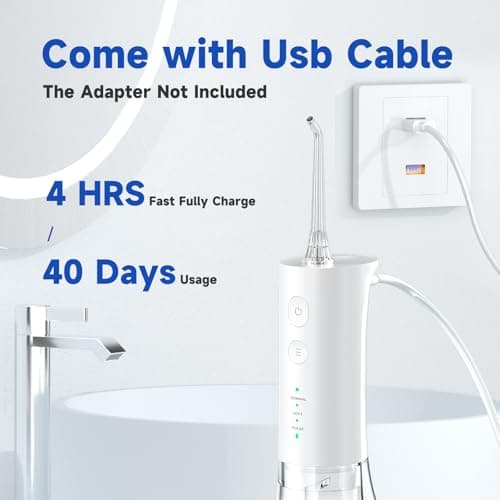 Water Dental Cordless Flosser for Teeth, mornwell 3s Pressure Crescendo Oral Irrigator, Professional Rechargeable Portable Water Floss with 4 Tips, Suitable for Travel Sensitive Teeth and Children 4