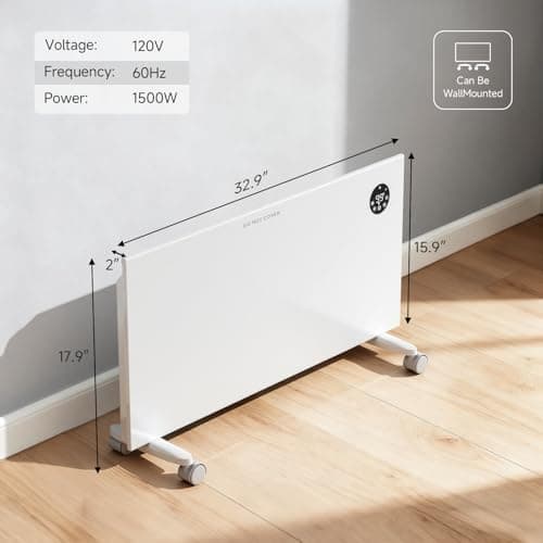 Pasapair Convection Panel Space Heater Indoor Use, 1500W Electric Heater with Wifi App Control, Smart Mica Infrared Heater with Programmable Thermostat, Wall Mount or Standing, Quiet & Eco Mode 8