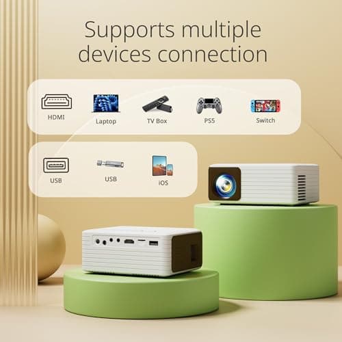 YOTON Mini Projector, Portable Phone Projector 1080P Supported, 6000 Lumens Brightness Home Projector Y3 Compatible with Fire Stick, HDMI, USB, PS5, Xbox, iOS, Android, Laptop 5
