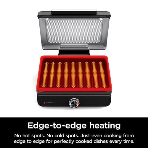 Ninja GR100 Sizzle Smokeless Indoor Grill with Nonstick Grill Plate, Dishwasher-Safe Removable Mesh Lid, 500F Max Heat, Even Edge-to-Edge Cooking, Black (Renewed) 5