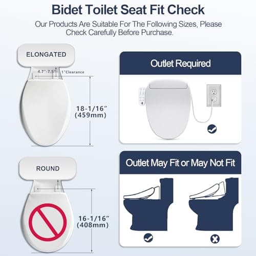 ZMJH 236 Bidet Toilet Seat, Elongated Smart Unlimited Warm Water, Vortex Wash, Electronic Heated, Warm Air Dryer, Rear and Front Wash, LED Light, Need Electricity, White (Elongated) 6