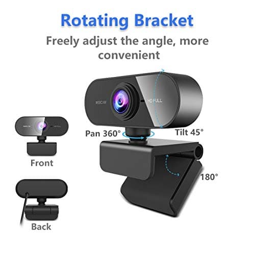 FWV Webcam with Microphone&1080P HD Web Cam,Stand for PC/MAC/Laptop/Desktop, Wide Angle Web Cameras for YouTube,Skype,Zoom,Xbox One,Video Calling,Studying and PS4 6