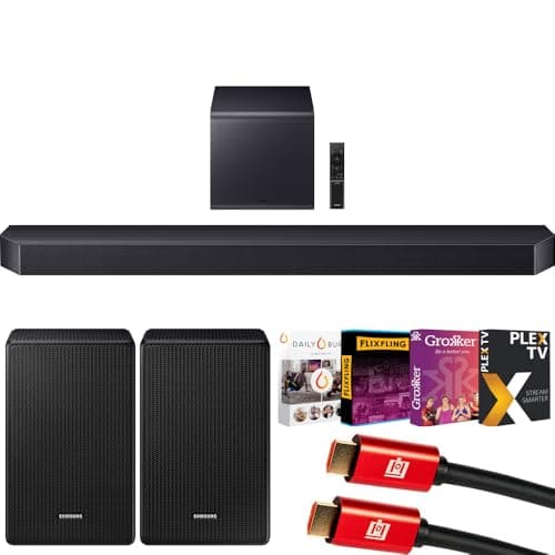 Samsung Q Series Soundbar HW-Q900F 7.1.2 ch Subwoofer (2025) Q-Symphony Bundle with SWA-9500S Wireless Rear Speakers, Tech Smart USA Premiere Movies Streaming and 2X 4K HDMI Cable