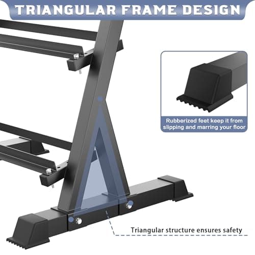 WALMANN Dumbbell Rack Adjustable 3-Tier Weight Stand Heavy Duty Weight Storage Rack for Home Gym 5