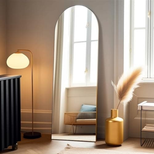BEVERDY Arched Full Length Mirror - 18"58" Floor & Wall Mounted Mirror for Bedroom & Living Room, Gold 7