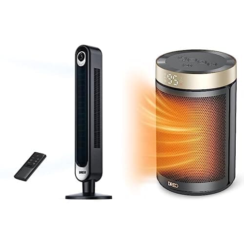 Dreo Smart Tower Fan WiFi Voice Control, for Indoor Bedroom & Home Office Dreo Space Heaters for Indoor Use, Portable Heater with Thermostat, 1-12H Timer, 1500W PTC Ceramic Fast Safety Heat
