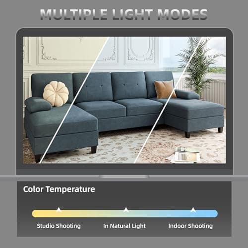 Shintenchi Sectional Sofa Couches for Living Room, U-Shaped Sofa Couch with Double Chaise, 4-Seat Sleeper Sofa Couch with Sofa Cushion & Linen Fabric for Living Room, Grey 6