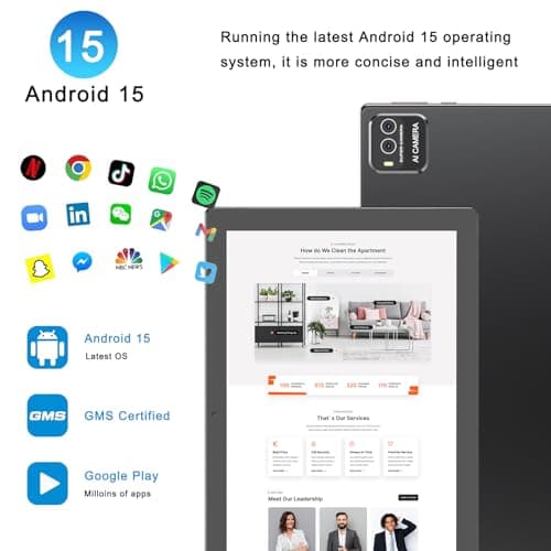 HOTTABLET Tablet 10-inch Android 15, RAM 12GB(4+8Expand) +ROM 64GB, 2+8MP Dual Camera, 6000mAh Battery (Tablet+case+Stylus)(Black) 6
