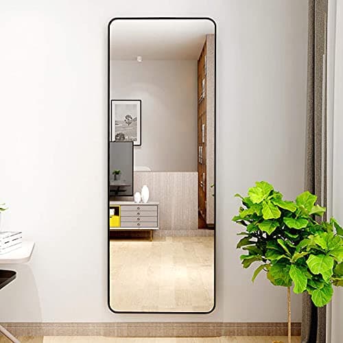 BEAUTYPEAK Black Full Length Mirror, 60"x20" Rounded Corner Floor Mirror Standing Hanging or Leaning Against Wall, Suitable for Bedroom or Dressing Room 6