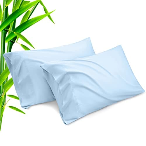 Pillow Cases King Size 2 Pack, Bamboo Rayon Cooling Pillowcases with Envelope Closure, Cool Breathable Pillow Case for Hot Sleepers & Night Sweats, 20x40 inches,Aqua Blue
