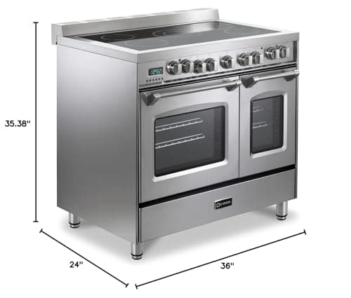 Verona Prestige Series VPFSEE365DSS 36 Inch All Electric Freestanding Range Double Oven Convection, 5 Radiant Elements in Stainless Steel 9