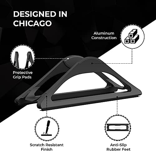 HumanCentric Vertical Laptop Stand for Desks in Matte Black, Upright Adjustable Holder to Dock Apple MacBook Stand, and Other Laptops to Organize Work & Home Office, Automatic Grip 5