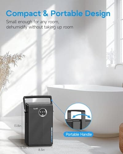 Lacidoll Small Dehumidifier with Drain Hose, Portable Dehumidifier for Bathroom, 118oz Dehumidifiers for Home 800 sq ft with 7 Colorful Light, Quiet Dehumidifiers for Bedroom RV Closet Basement 9