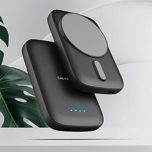 GALVANOX Magnetic Power Bank for Samsung Phones (15W) Wireless Charging Battery Pack for Android, Galaxy S24 S25 Plus, Ultra (Compatible with MagSafe Case Required) 5000mAh Portable Charger, Black 5