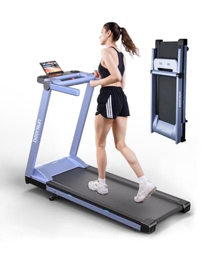 DeerRun Foldable Treadmill for Home with 6% Manual Incline & Handlebar, Compact Folding Walking Pad Treadmill for Walking, Jogging & Running, 0.6-7.5 MPH, 300 lb Capacity, App & Remote Control