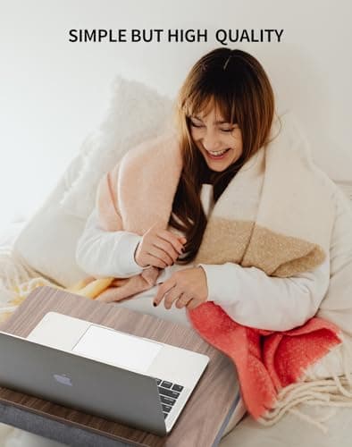 ZEAPTAC Portable Lap Laptop Desk with Pillow Cushion, Fits up to 15.6 inch Laptop, Lap Stand for Bed & Couch & Carpet, Book Tablet/Drawing Board/Computer Laptop Stand - Dark Brown Wood 4