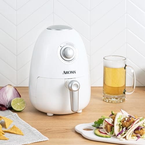 Aroma Housewares 2Qt. Air Fryer, Built-In Timer, Includes Nonstick Cooking Pan, White (AAF-200) 6