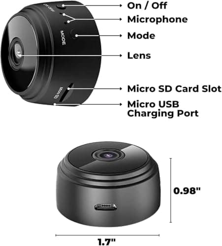 HIDRUO Guard House Security Camera, Household Mini Cameras,1080p HD Magnetic Mini Wireless WiFi Cameras, with Wide-Angle Lens ＆ Smart Alarm for Home, Door, Garage (1Set(32G)) 5