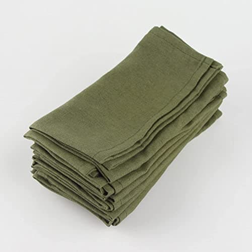 INFEI Solid Color Polyester Linen Blended Thin Dinner Napkins - Pack of 12 (40 x 40 cm) - for Events & Home Use (Army Green) 9