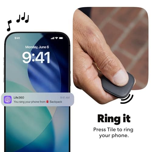 Life360 Tile - Bluetooth Tracker, Keys Finder and Item Locator for Keys, Bags and More. Phone Finder. Both iOS and Android Compatible. 4-Pack (Black) 5