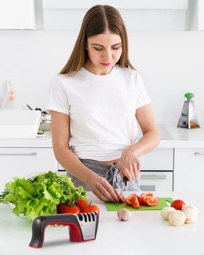 Brigii 4-in-1 Knife Sharpener, Kitchen Knife Accessories for Ceramic Knives, Steel Knives and Scissors, Aiding in Repair, Restoration, and Polishing of Blades 6