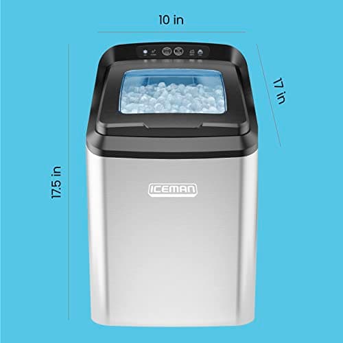 Iceman Countertop Nugget Ice Maker – Pebble Ice Machine, Soft Chewable Pellets in 20 Min, 26Lbs/24H, 3lb. Capacity, Waterline-Compatible, Self-Cleaning, Stainless-Steel + Scoop 7