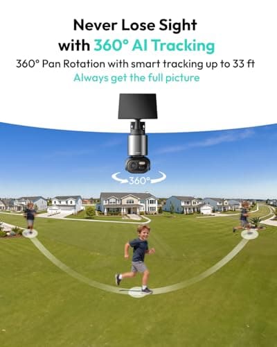 BOTSLAB Security Cameras Wireless Outdoor, 2 Cam-Kit, 4K Color Night Vision, Solar Cameras for Home Security with 360° PT,No Monthly Fee,32GB Local Storage Base Station,Auto Tracking,Easy Installation 5