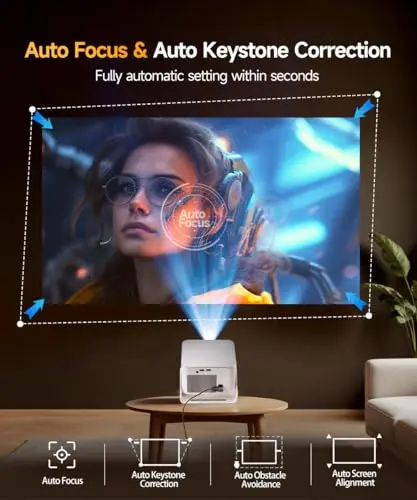 Smart Projector with 4K 8K Support, Mini Projector with Wifi6 and Bluetooth5.4, 600 ANSI, Auto Focus & Obstacle Avoidance 1080P Portable Movie Proyector for Home Outdoor, Magcubic HY350Max 5