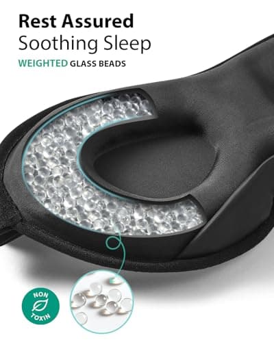 MABAO Weighted Sleep Mask - 100% Blackout Eye Mask for Sleeping for Women Men, 3D Contoured for Lash Extension, Zero Eye Pressure Memory Foam Cover, Soft Gentle Pressure Blindfold for Travel - Black 6
