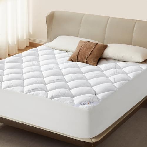 BEDLORE Queen Mattress Topper, Viscose Made from Bamboo Soft Pillow Top Mattress Pad, Thick Mattress Cover for Back Pain Relief with 6-18 inches Deep Pocket